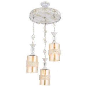 METAL and GLASS WHITE PATINE AND ANTIQUE COLOR COATED CHANDELIER 32 CM DIAMETER LOAD: 60 CM